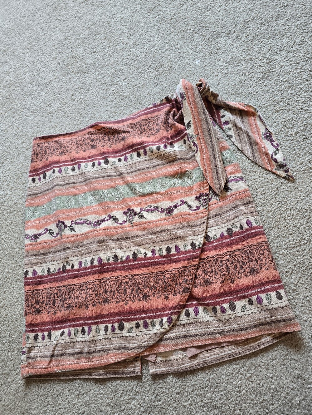 New York Studio 100% Silk Wrap Skirt Women's Large Tie Side Boho Floral